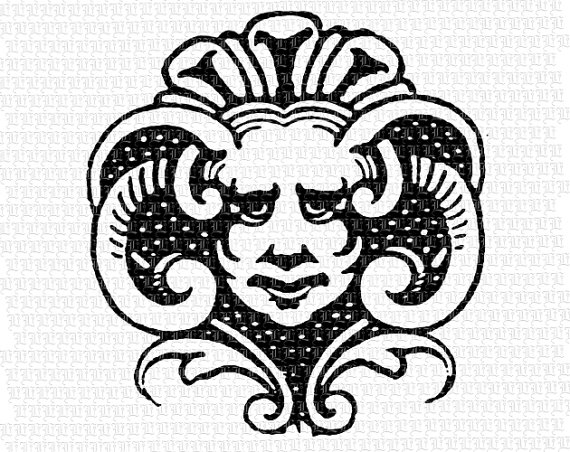 570x452 Medieval Pagan Gothic Motif Horned Antique By Luminariumgraphics