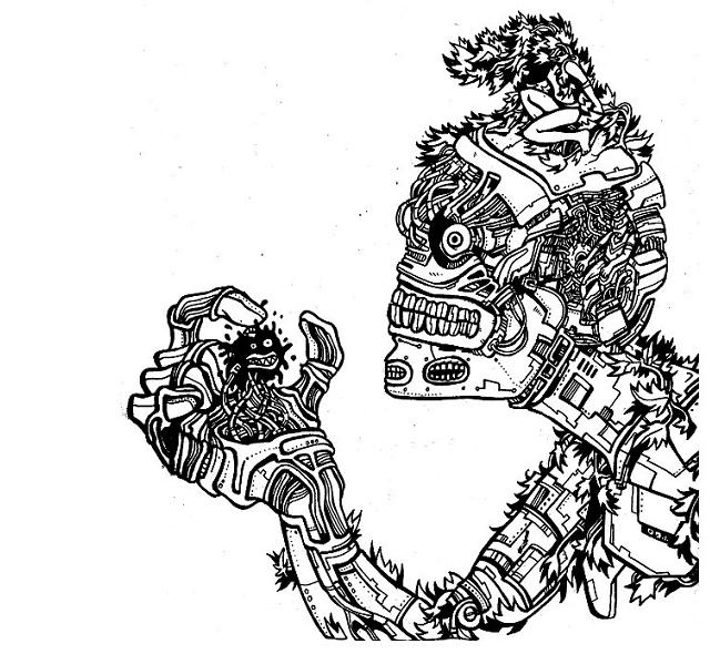 640x590 Gothic Drawings Flowers And Robots Art Gothic