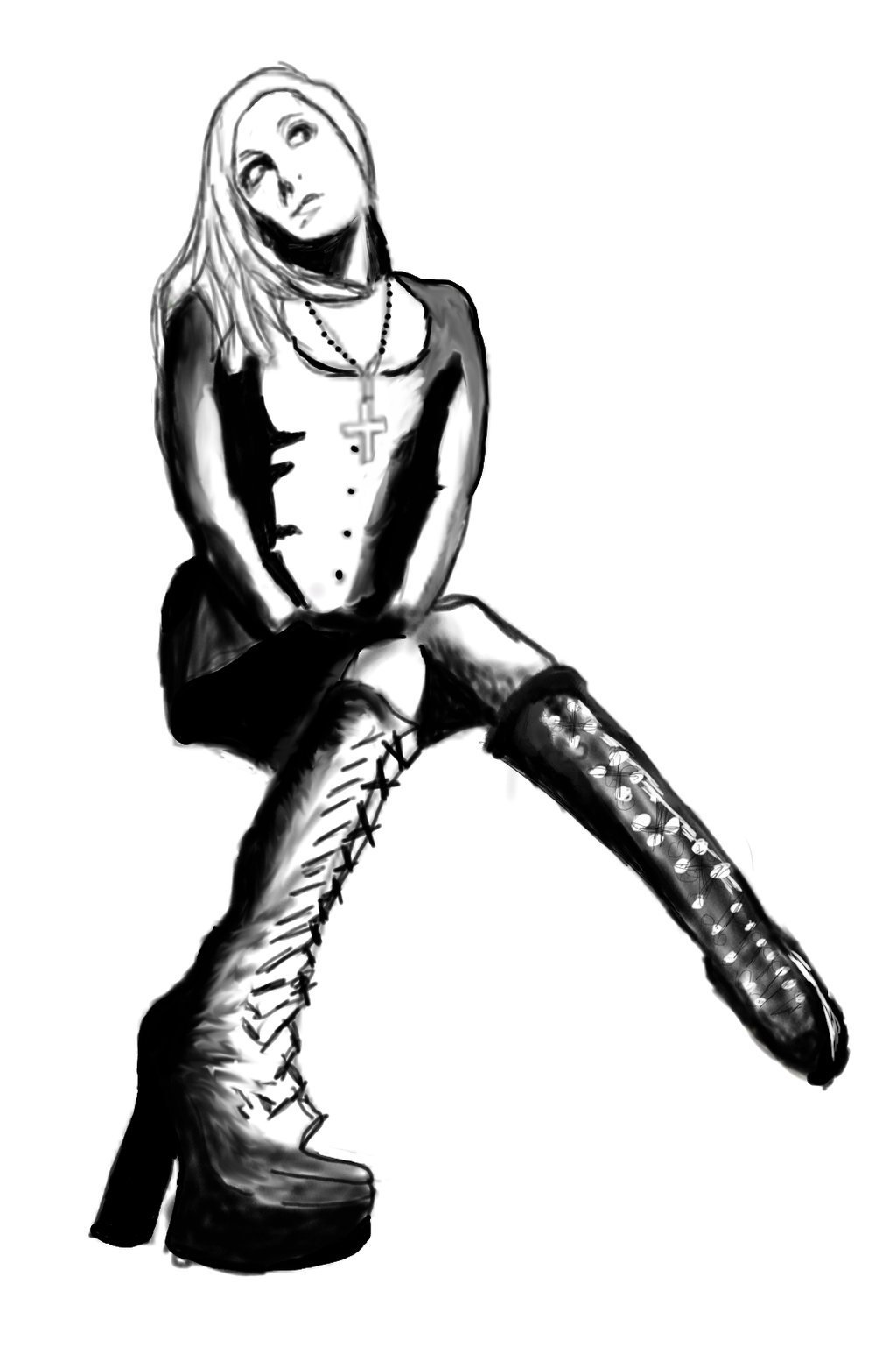 1024x1538 Longboard Design Gothic Girl Painting Rough Draft By