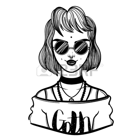 450x450 Cute Vector Art Card With Vampire Gothic Girl. Fashion Woman