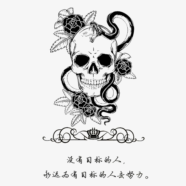 650x650 Skull, Rose, Gothic Style Png Image For Free Download
