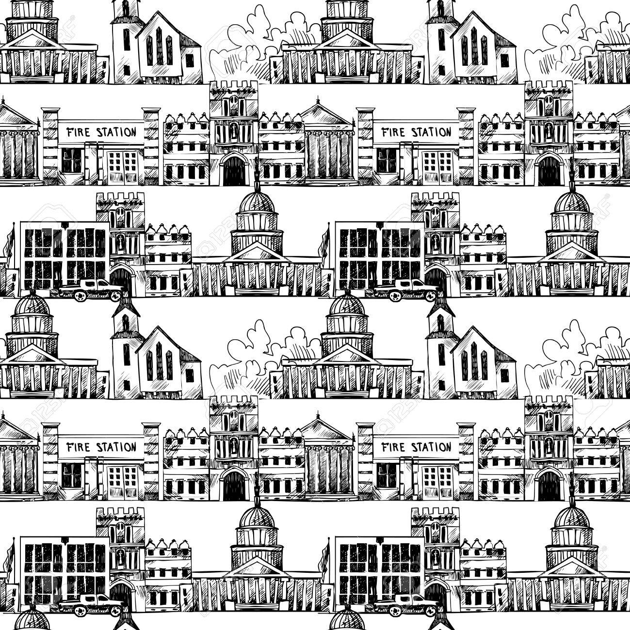 1299x1300 Seamless Background With Government Buildings Church Museum