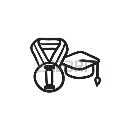 450x450 Graduation Cap Vector Sketch Icon Isolated On Background. Hand