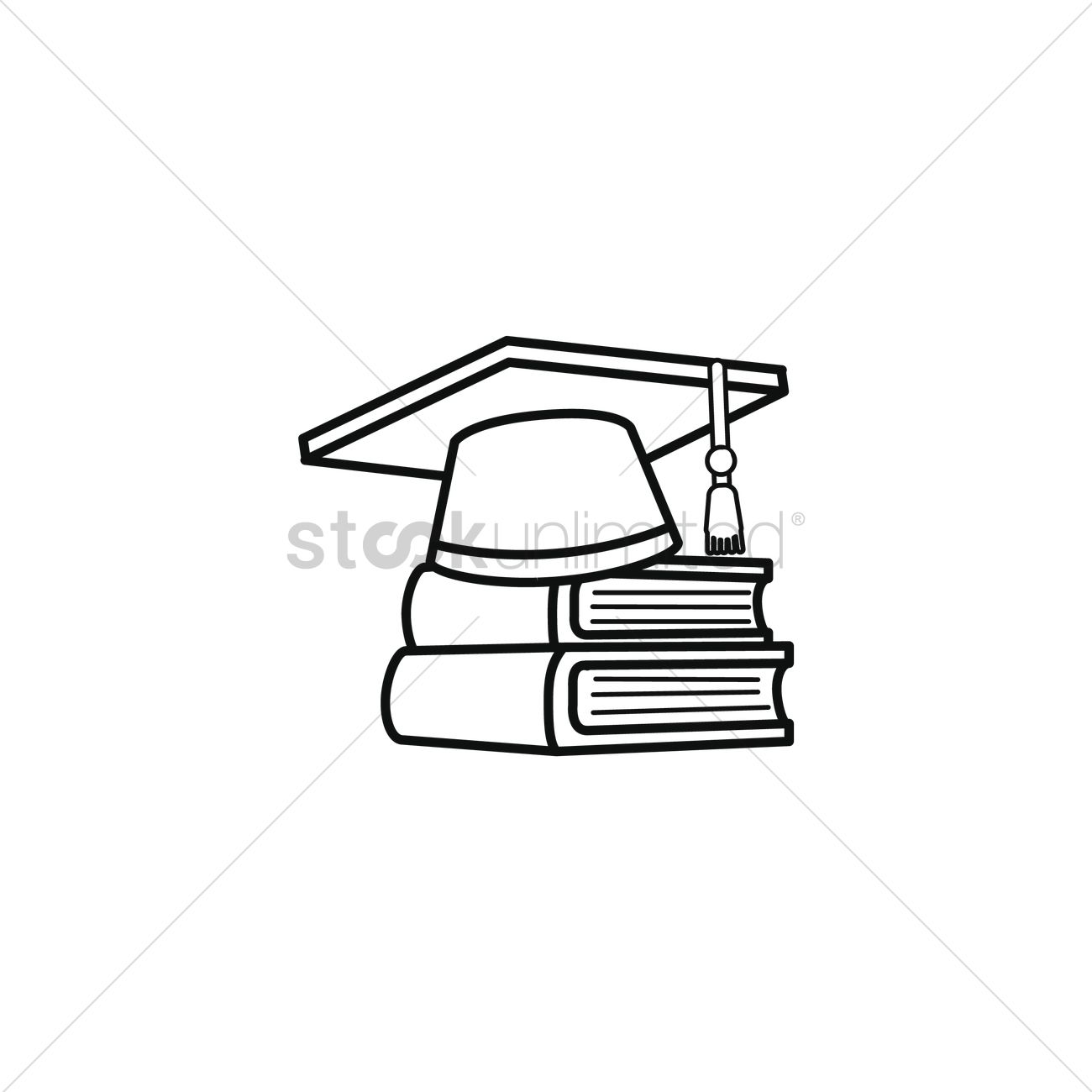 1300x1300 Graduation Cap On Books Vector Image