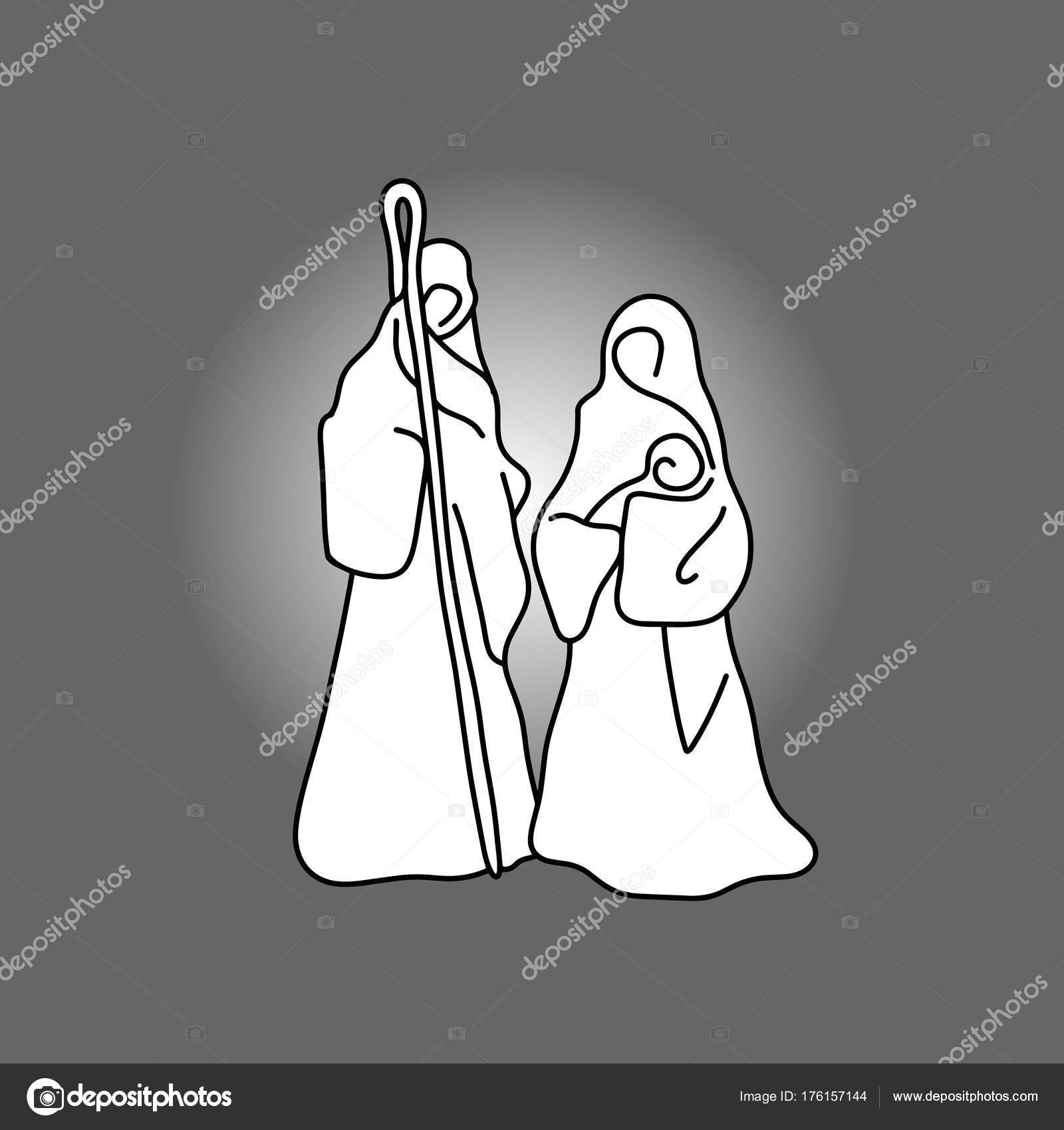 1600x1700 Nativity Scene With Holy Family Vector Illustration Doodle Sketch