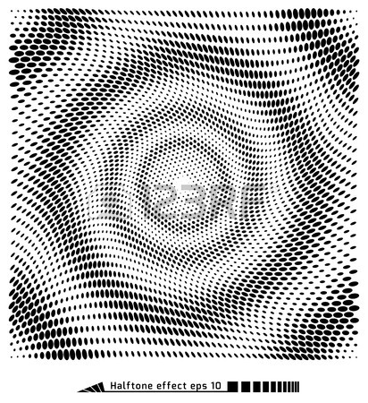 412x450 Vector. Halftone Pattern Effect. No Gradient. Spiral. Font Round