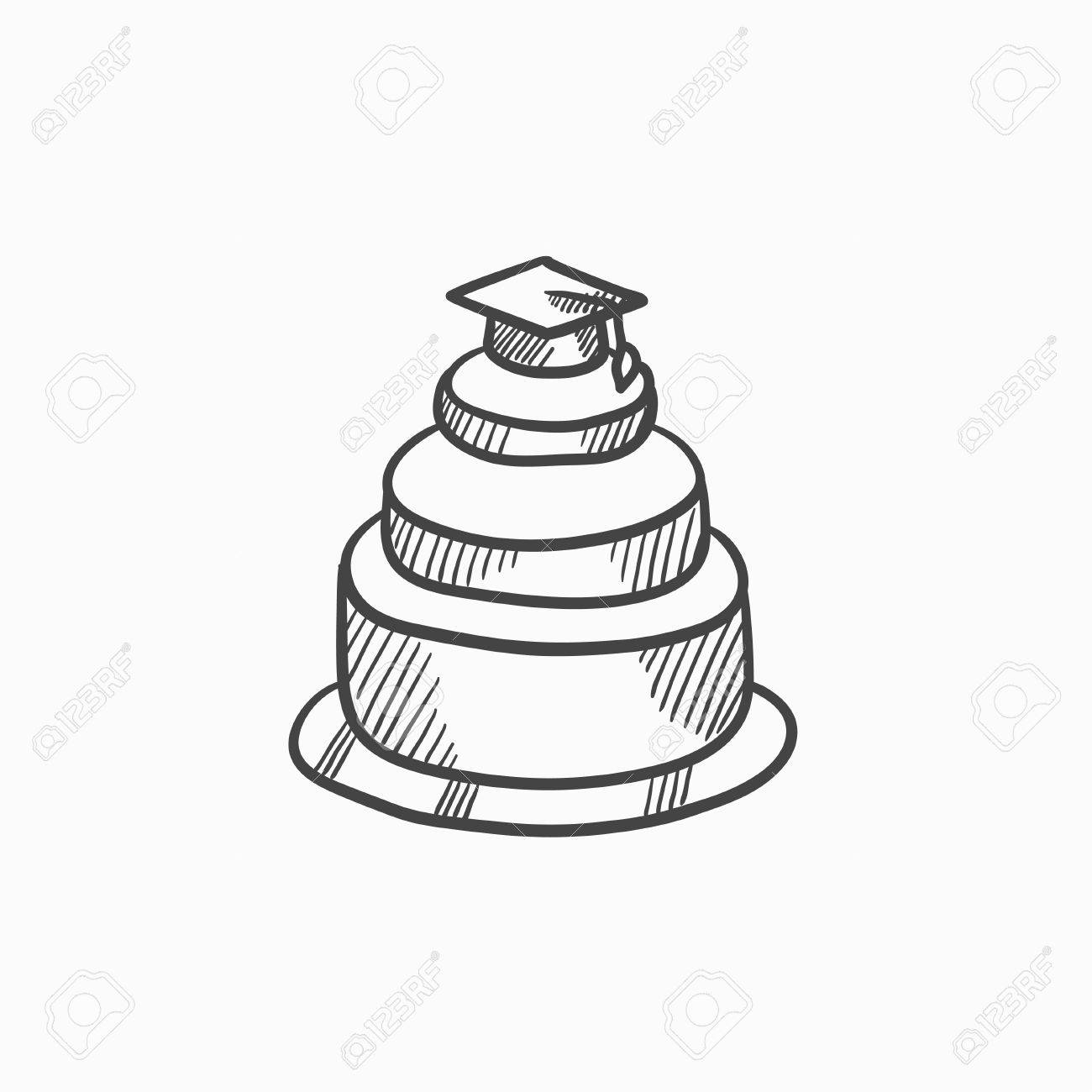 1300x1300 Graduation Cap Top Of Cake Vector Sketch Icon Isolated