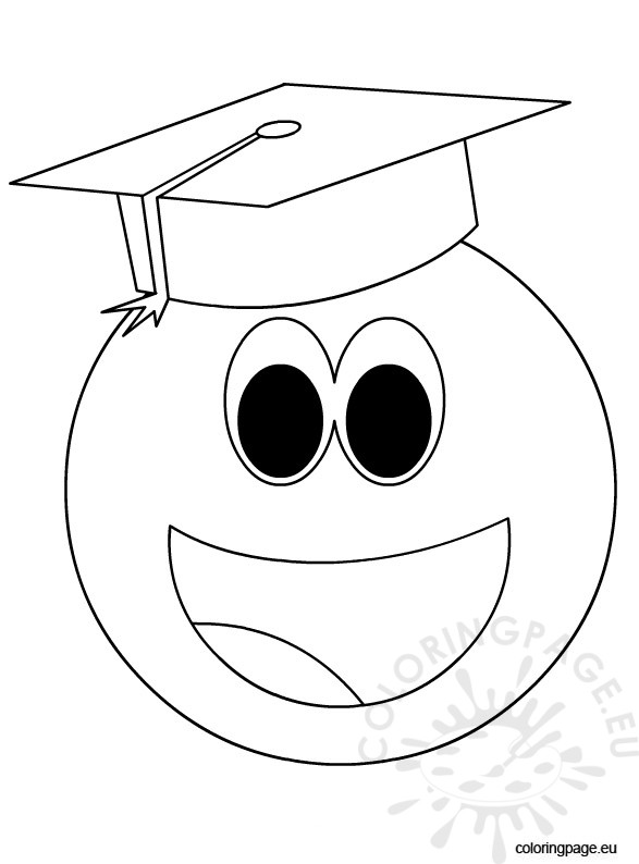 587x794 Smiley Face With Graduation Cap Coloring Page