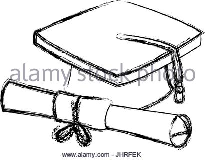 410x320 Graduation Cap And Diploma Rolled Finish Education Symbol Stock