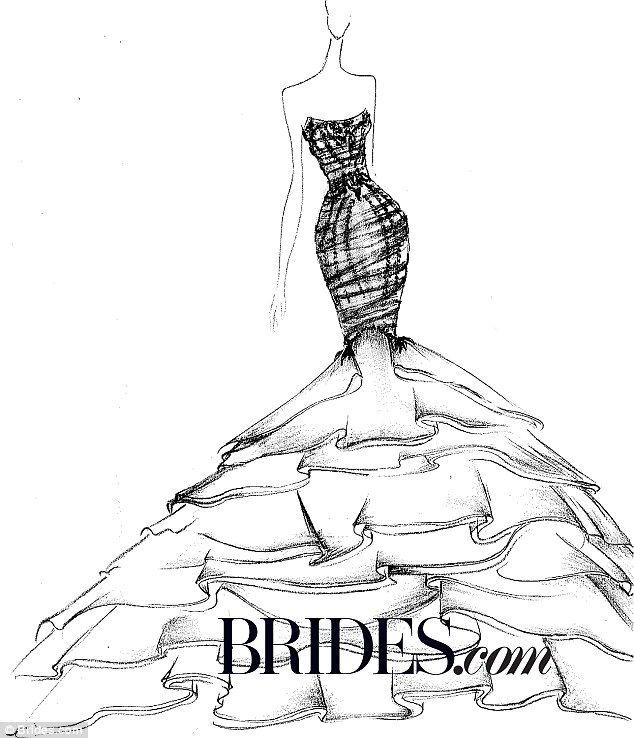 634x738 Drawn Wedding Dress Figure Drawing