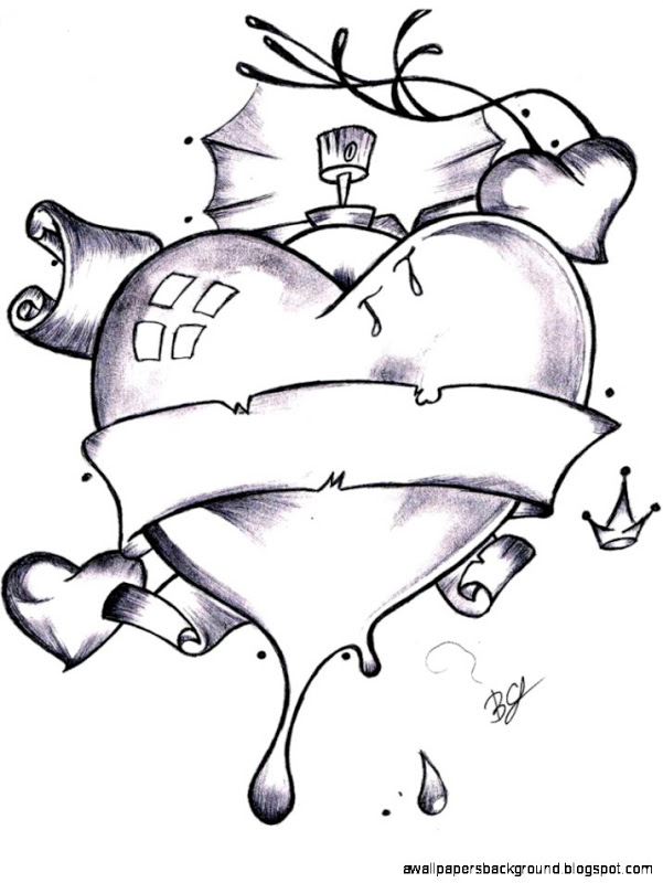 601x800 Graffiti Drawings Of Hearts Wallpapers Background