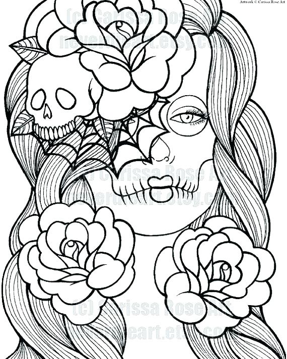 570x713 Free Printable Sugar Skull Coloring Pages Sugar Skull Coloring