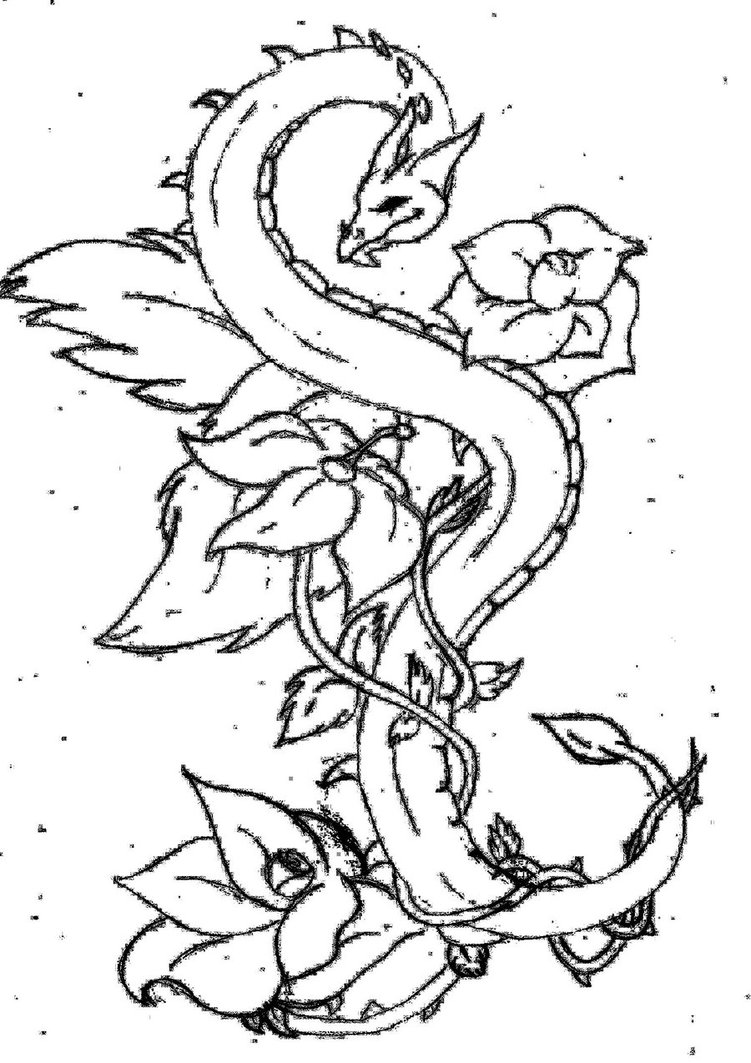 751x1063 Tattoo Dragon In Flowers By Nooddoon