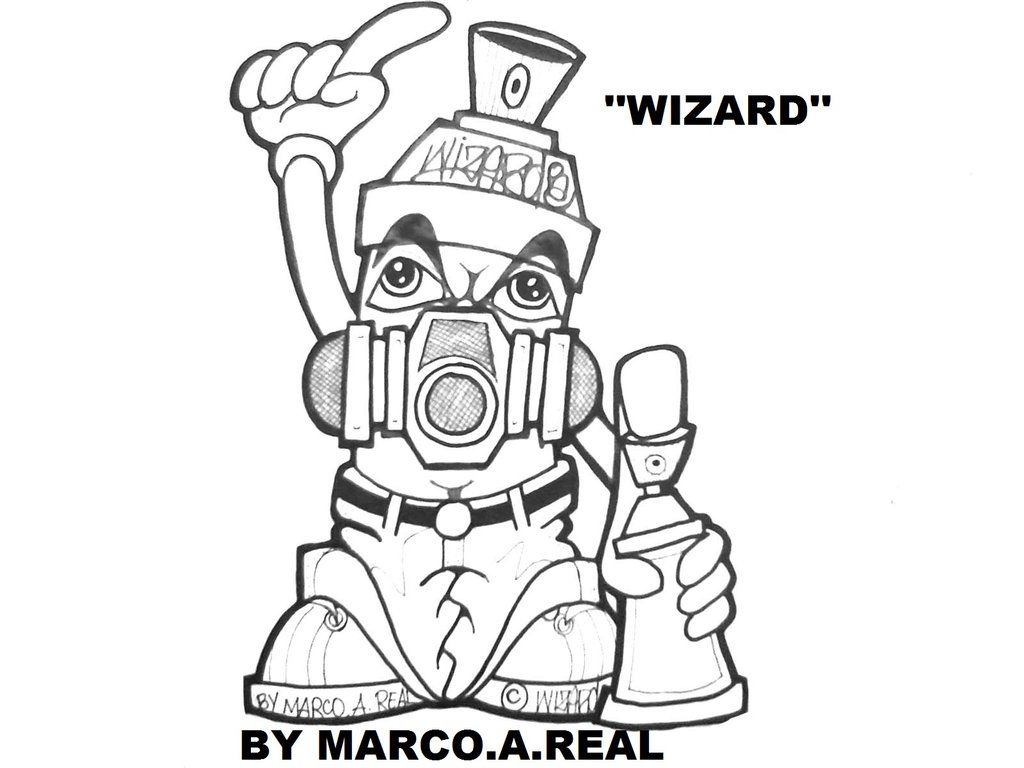 1024x768 Gas Mask Graffiti Character Spray Can By Wizard1labels