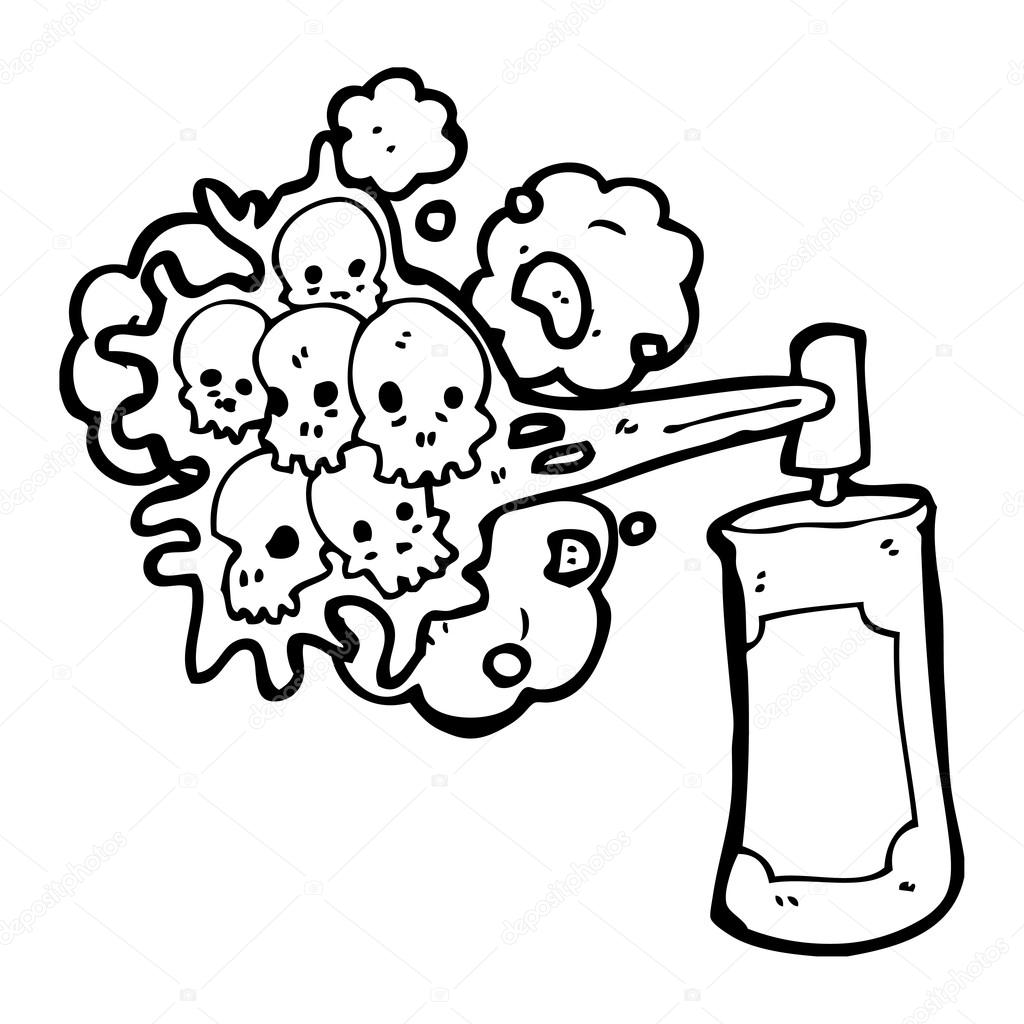 1024x1024 Spooky Skull Graffiti Spray Can Stock Vector Lineartestpilot