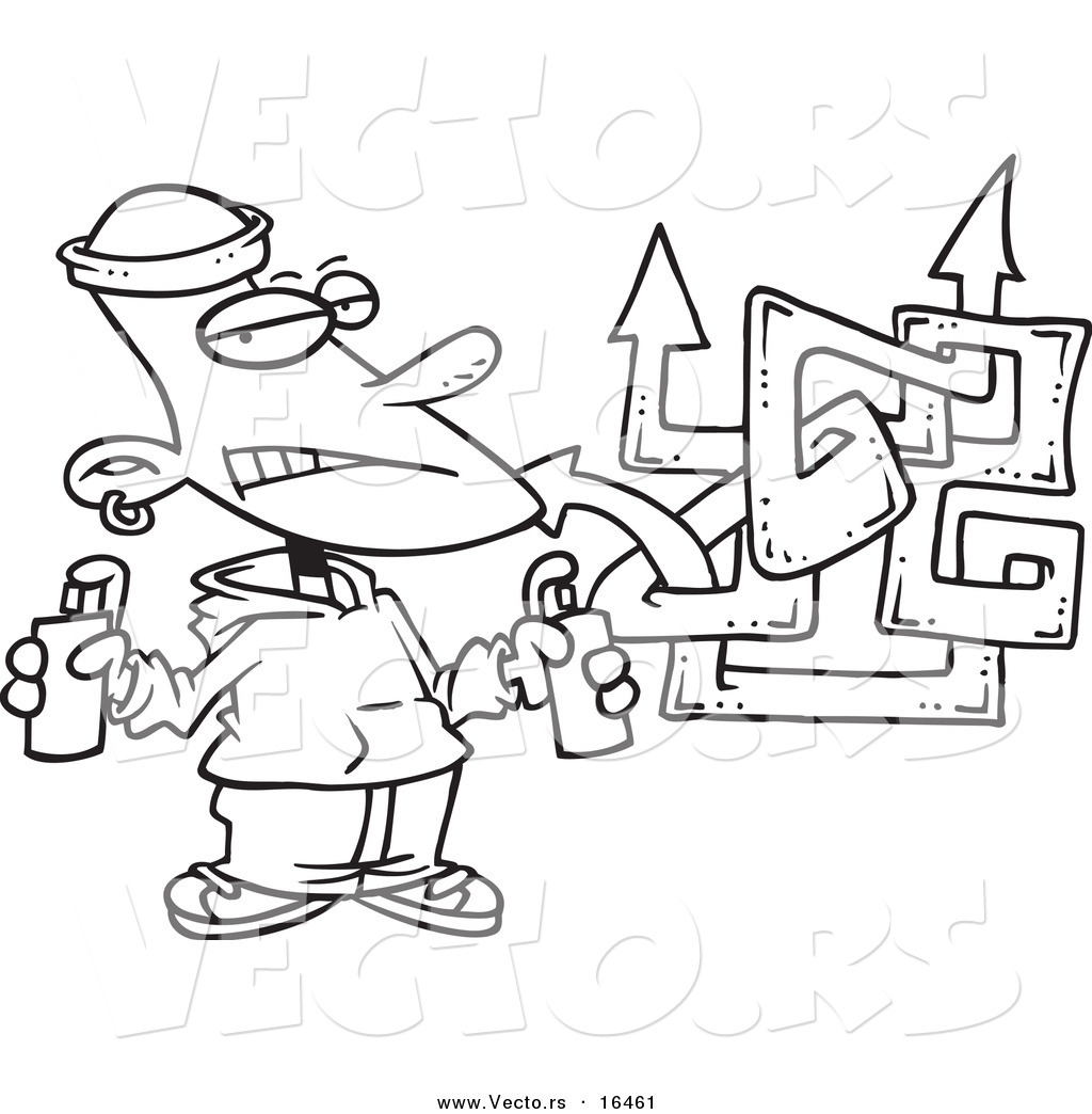 1024x1044 Vector Of A Cartoon Punk Boy Spray Painting Graffiti