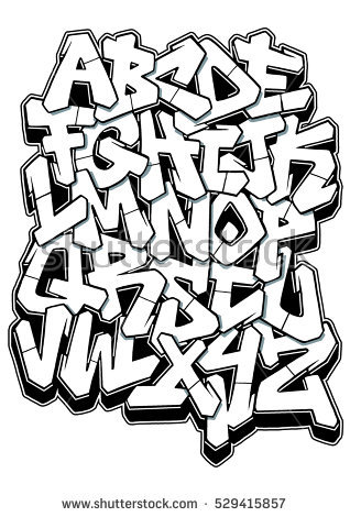 318x470 Graffiti Letters Sketch Alphabet 02 Stock Illustration 529415857