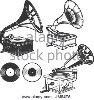 300x322 Old Gramophone Drawing Isolated Icon Design Stock Vector Art