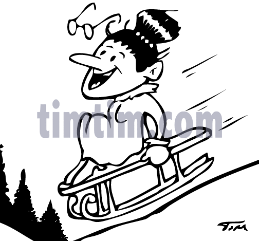504x469 Free Drawing Of Sledding Grandma Bw From The Category Sports