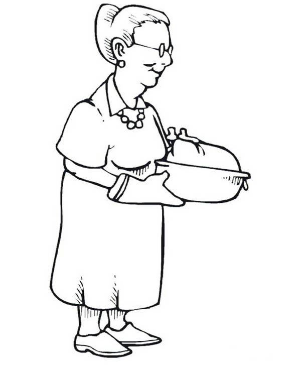 600x735 Grandma Famous Turkey On Gran Parents Day Coloring Page