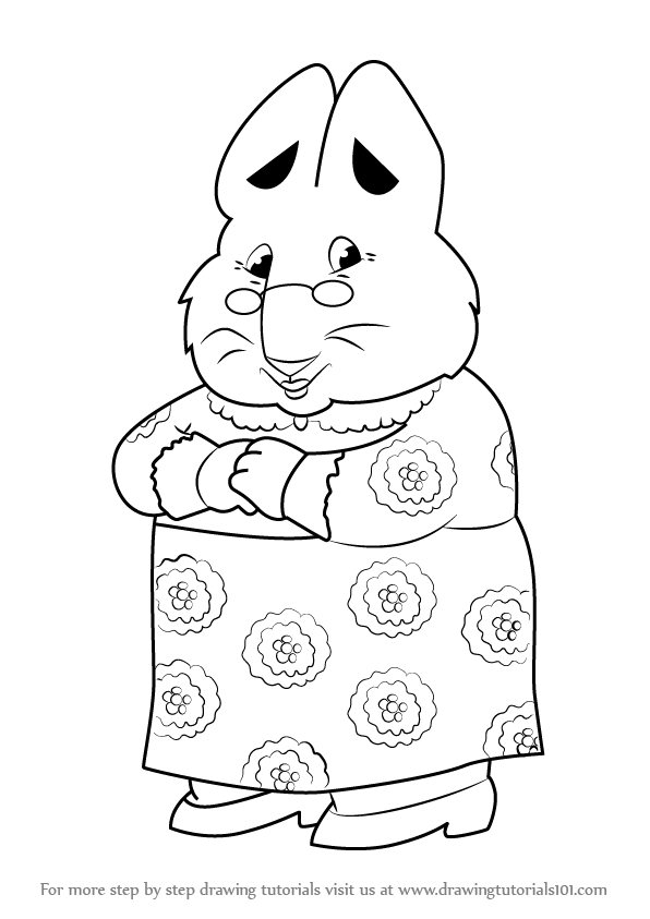 596x843 Learn How To Draw Grandma From Max And Ruby (Max And Ruby) Step By