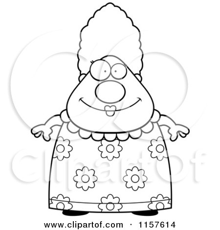 450x470 Cartoon Clipart Of A Black And White Chubby Grandma In A Floral