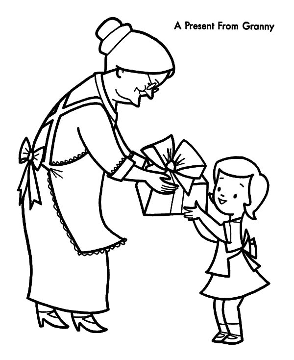 600x734 A Present For My Grandmother Coloring Pages Color Luna