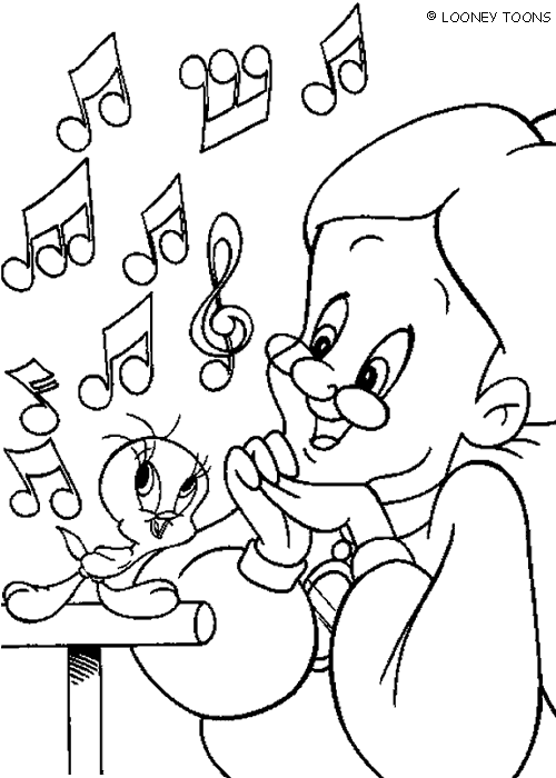 500x700 Coloring Grandmother And Tweety Are Singing Picture