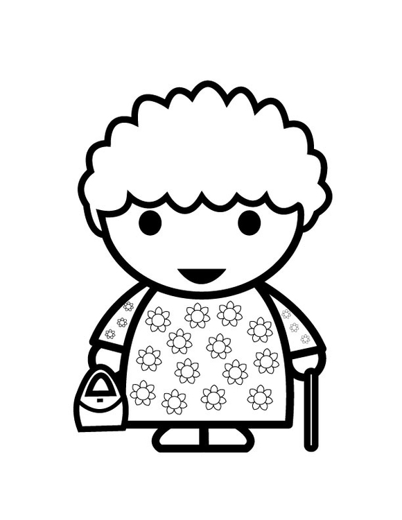 580x750 Coloring Page Grandmother