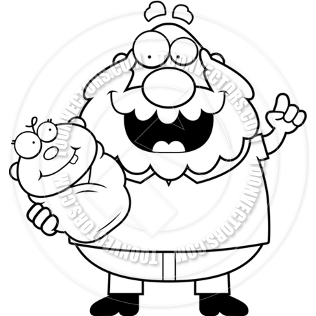 460x460 Cartoon Grandpa Talking To Baby (Black And White Line Art) By Cory