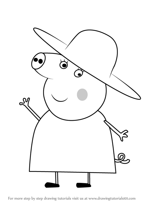 566x800 Learn How To Draw Granny Pig From Peppa Pig (Peppa Pig) Step By