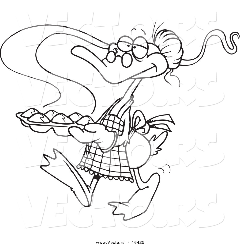 1024x1044 Vector Of A Cartoon Granny Duck Carrying Muffins