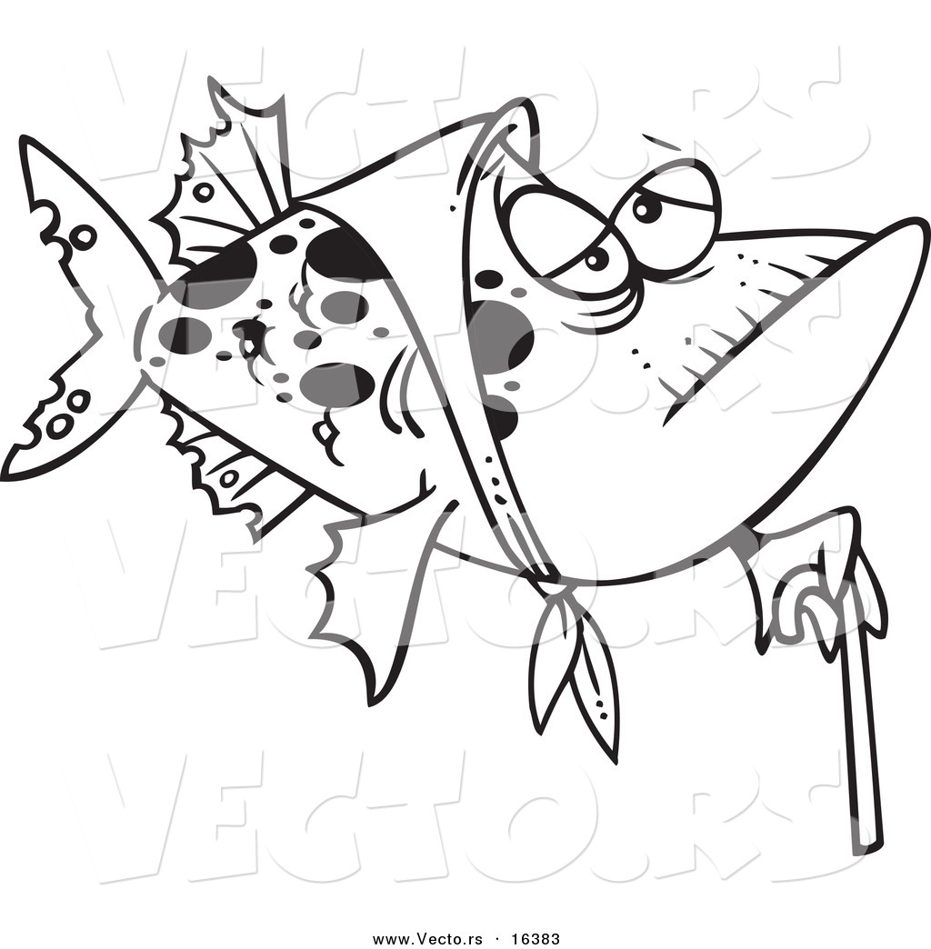1024x1044 Vector Of A Cartoon Granny Fish With A Cane