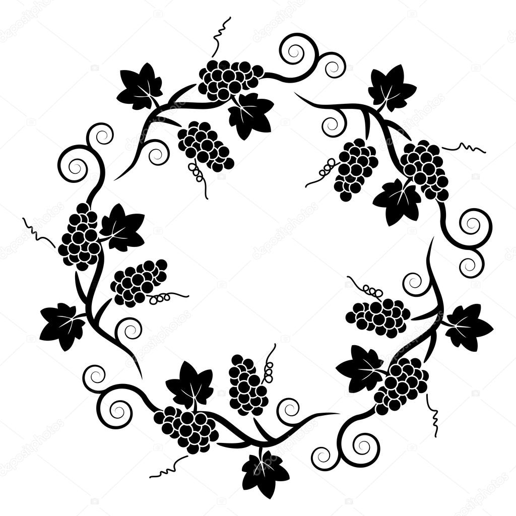 1024x1024 Vector Black And White Decoration Pattern Of Grape Vine Stock