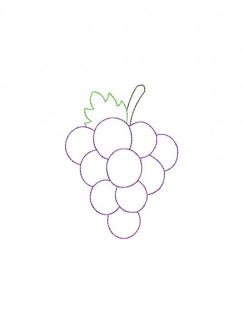 489x640 Grapes Color Work Embroidery Design