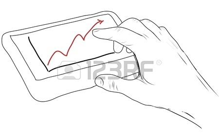 450x288 Drawing Tablet Screen With Graph And Hand Point Stock Photo