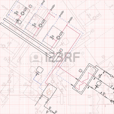 450x450 Technical Engineering Drawing. Blueprints With Scheme Of Stokehold