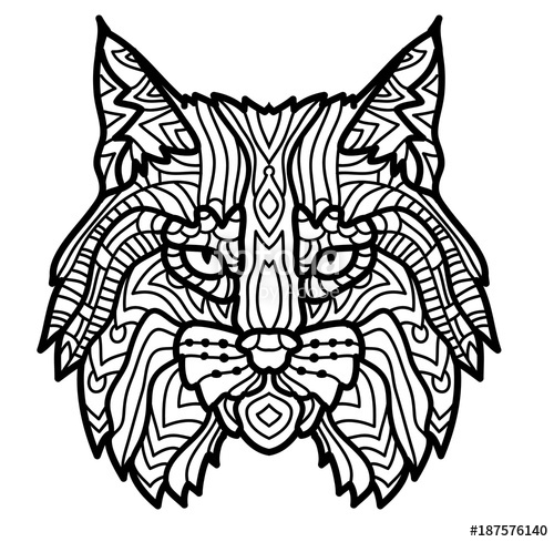 500x489 Hand Drawn Lynx Head Animal Isolated. Doodle Line Graphic Design