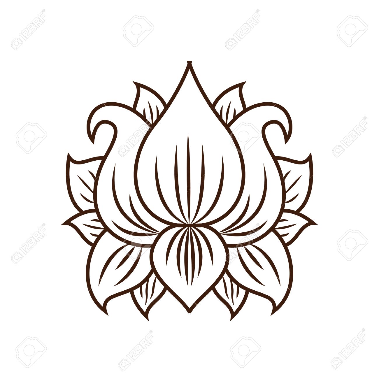 1300x1300 Lotus Flower Drawing Isolated Icon Design, Vector Illustration