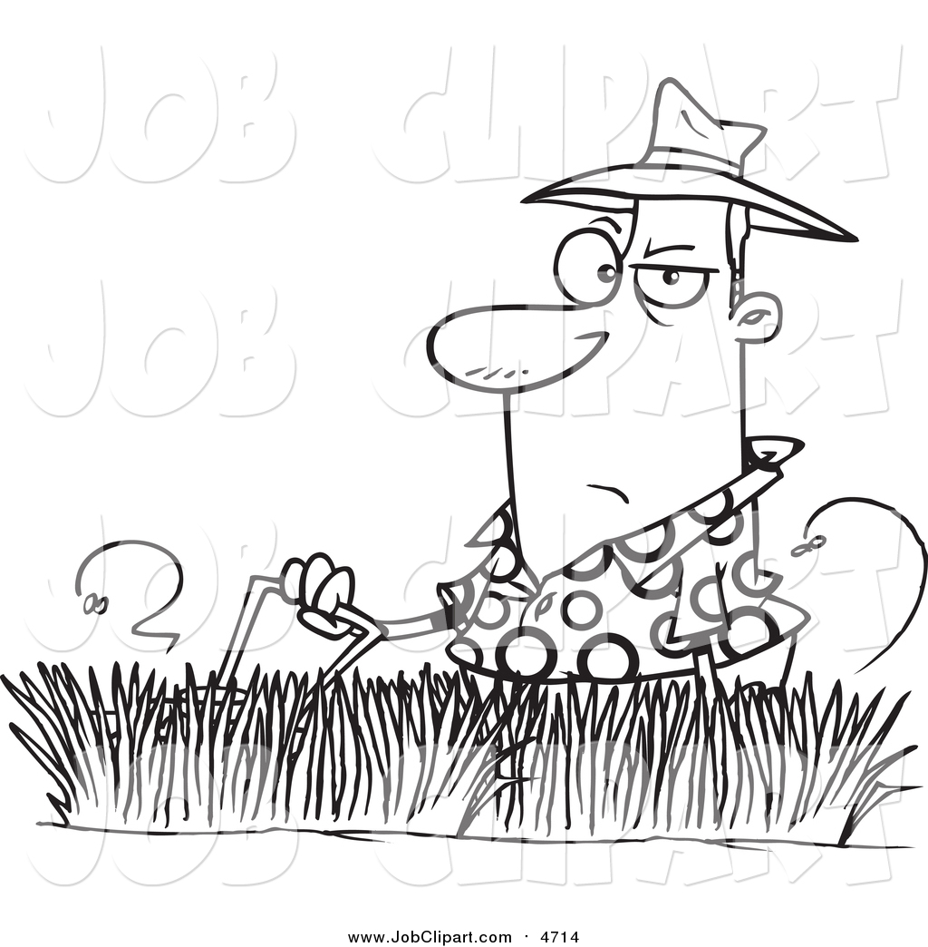 1024x1044 Job Clip Art Of A Lineart Man Mowing Tall Grass By Toonaday