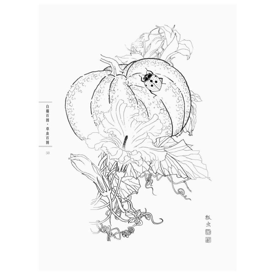 900x900 Chinese Line Drawing Grass And Insect Painting,chinese Traditional