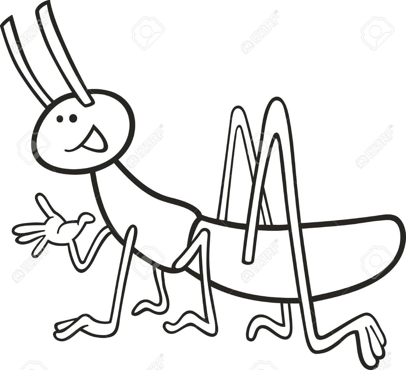1300x1185 Cartoon Illustration Of Funny Grasshopper For Coloring Book