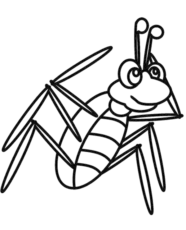 600x740 Grasshopper On Coloring Page Children To Print Or Download
