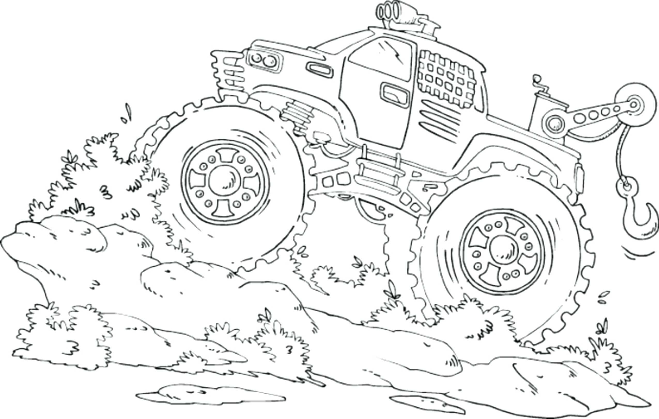 2551x1622 Monster Truck Coloring Pages Online Le Drawing Grave Digger