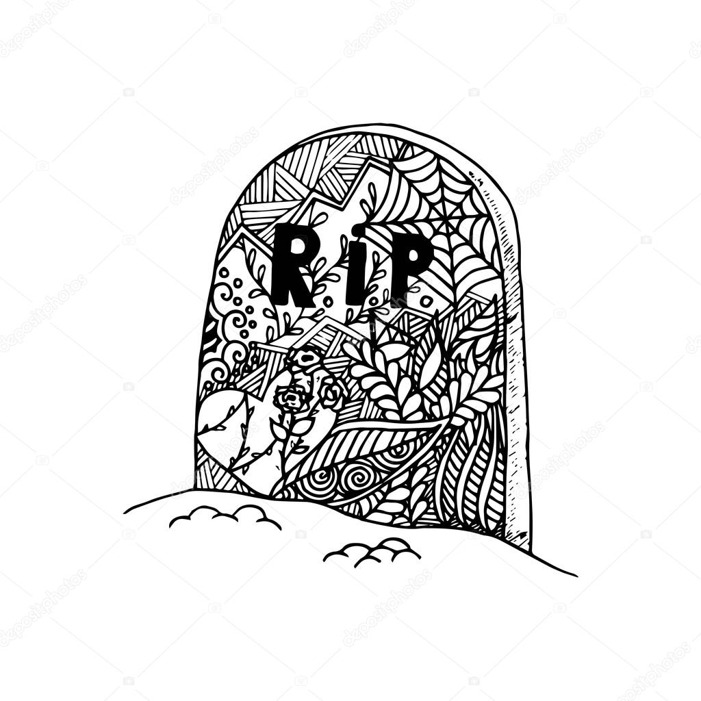 1024x1024 Hand Drawn Grave In Doodle Style. Stock Vector Valedella