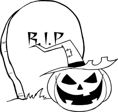 480x459 R.i.p. Gravestone Pumpkin Coloring Page Free Printable Coloring
