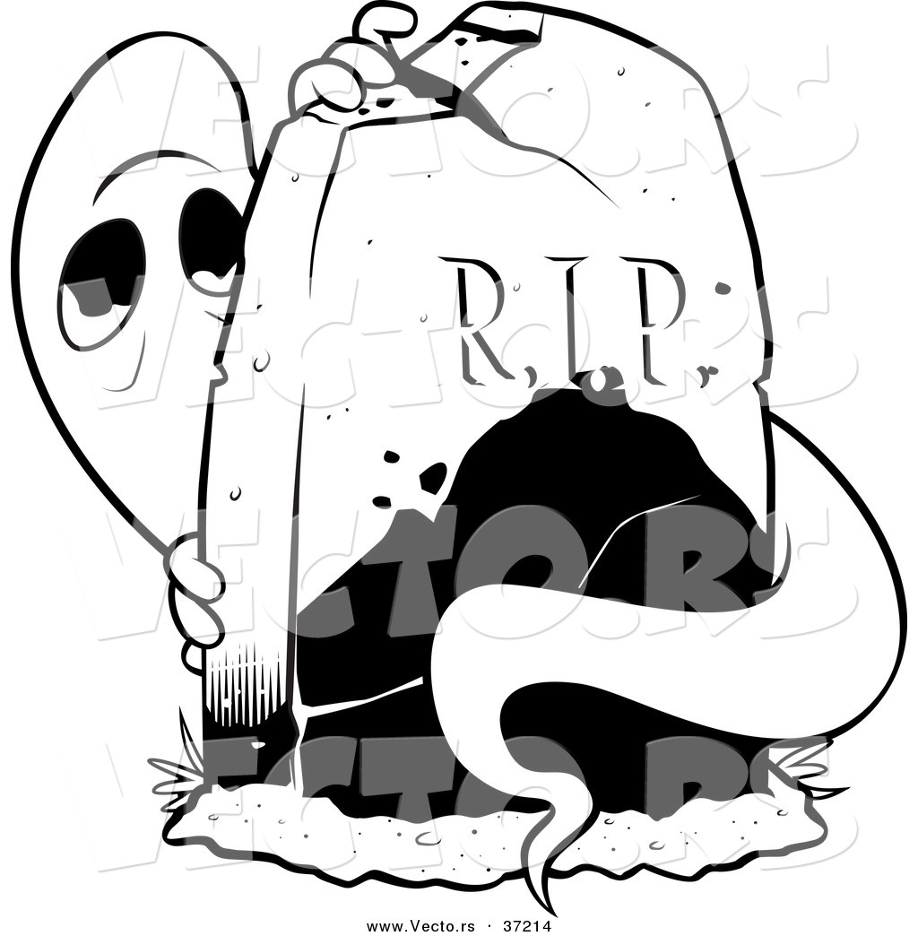 1024x1044 Vector Of A Scared Ghost Hiding Behind A Tombstone