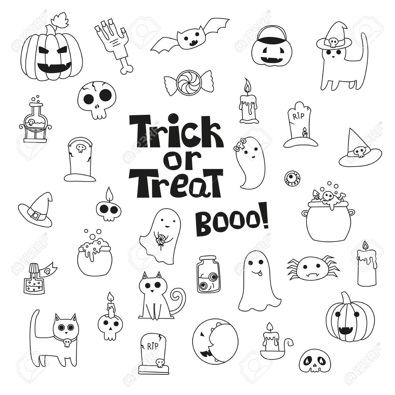 1300x1300 Cute Trick Or Treat Halloween Collection With Cats, Pumpkin