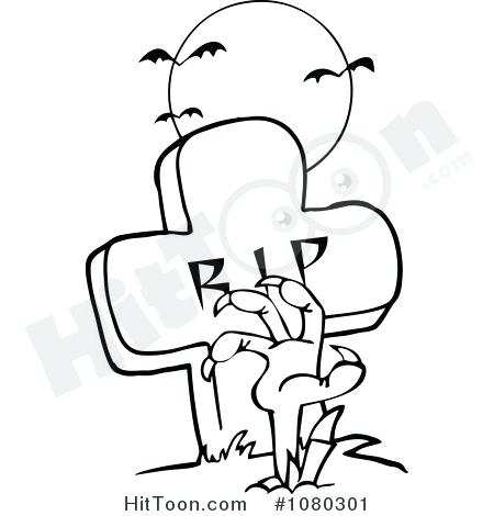 450x470 Tombstone Coloring Page Outlined Zombie Hand Reaching Up