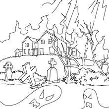 220x220 Old Haunted Hamlet And Graveyard Coloring Pages